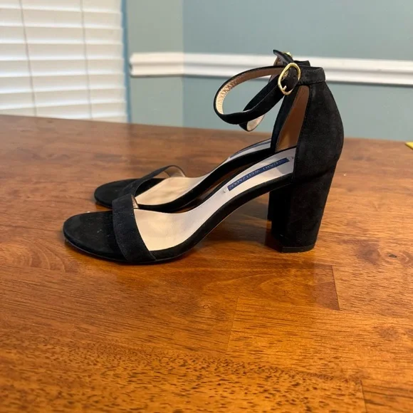 Stuart Weitzman Nearlynude ankle strap sandal black suede size 7.5 - Picture 6 of 12
